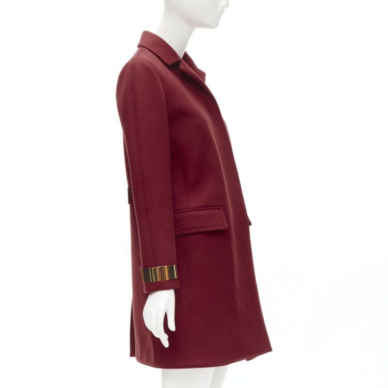 Burberry BURBERRY PROPRSUM 90% cashmere blend red gold metal bar coat IT38 XS Size XS / US 0-2 / IT 36-38 - 4 Thumbnail