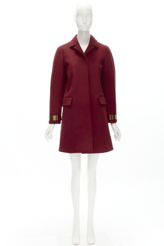 Burberry BURBERRY PROPRSUM 90% cashmere blend red gold metal bar coat IT38 XS Size XS / US 0-2 / IT 36-38 - 12 Thumbnail