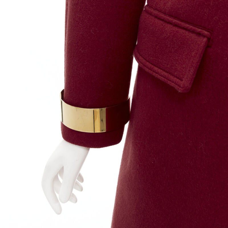 Burberry BURBERRY PROPRSUM 90% cashmere blend red gold metal bar coat IT38 XS Size XS / US 0-2 / IT 36-38 - 9 Thumbnail