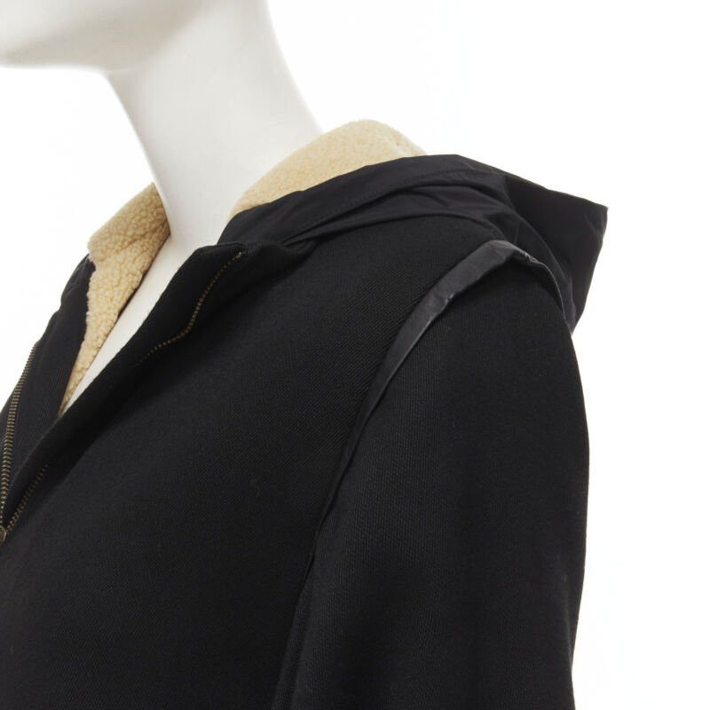 Maje MAJE black fully shearling lined leather trim flared back coat FR36 S Size S / US 4 / IT 40 - 2 Thumbnail