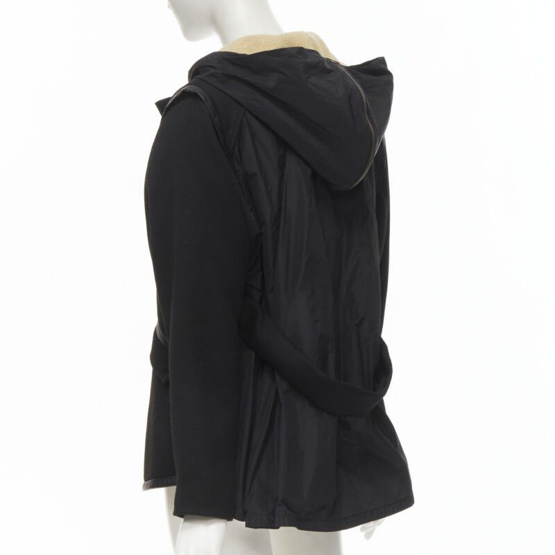 Maje MAJE black fully shearling lined leather trim flared back coat FR36 S Size S / US 4 / IT 40 - 7 Thumbnail