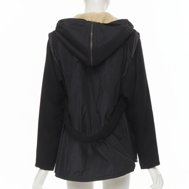Maje MAJE black fully shearling lined leather trim flared back coat FR36 S Size S / US 4 / IT 40 - 6 Thumbnail