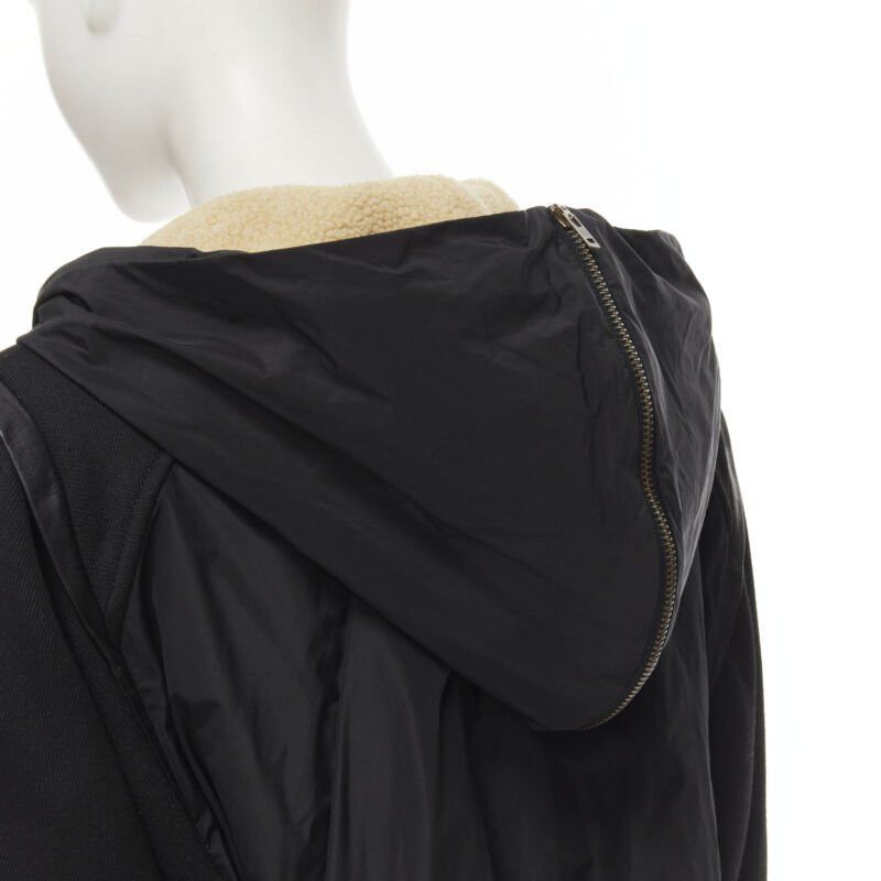 Maje MAJE black fully shearling lined leather trim flared back coat FR36 S Size S / US 4 / IT 40 - 9 Thumbnail