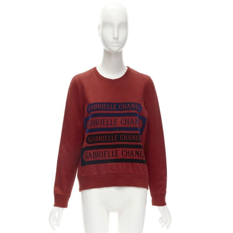 Chanel CHANEL 2017 Gabrielle velvet print red cotton fleece sweatshirt pullover FR40 M Size M / US 6-8 / IT 42-44 - 10 Thumbnail