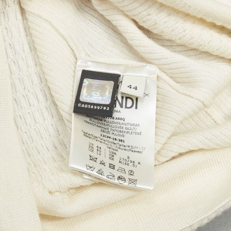 Fendi FENDI cream wool silk cashmere cold shoulder ruffle knit sweater IT44 M Size M / US 6-8 / IT 42-44 - 9 Thumbnail