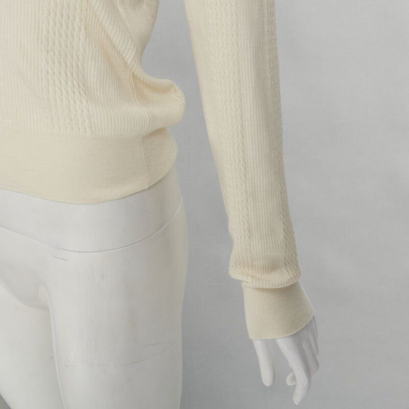 Fendi FENDI cream wool silk cashmere cold shoulder ruffle knit sweater IT44 M Size M / US 6-8 / IT 42-44 - 8 Thumbnail
