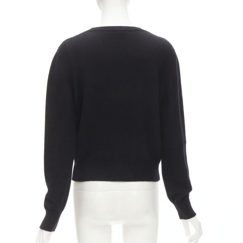 Chanel CHANEL black cashmere blend gold bead pearl CC embellished badge sweater FR42 L Size L / US 10 / IT 46 - 5 Thumbnail