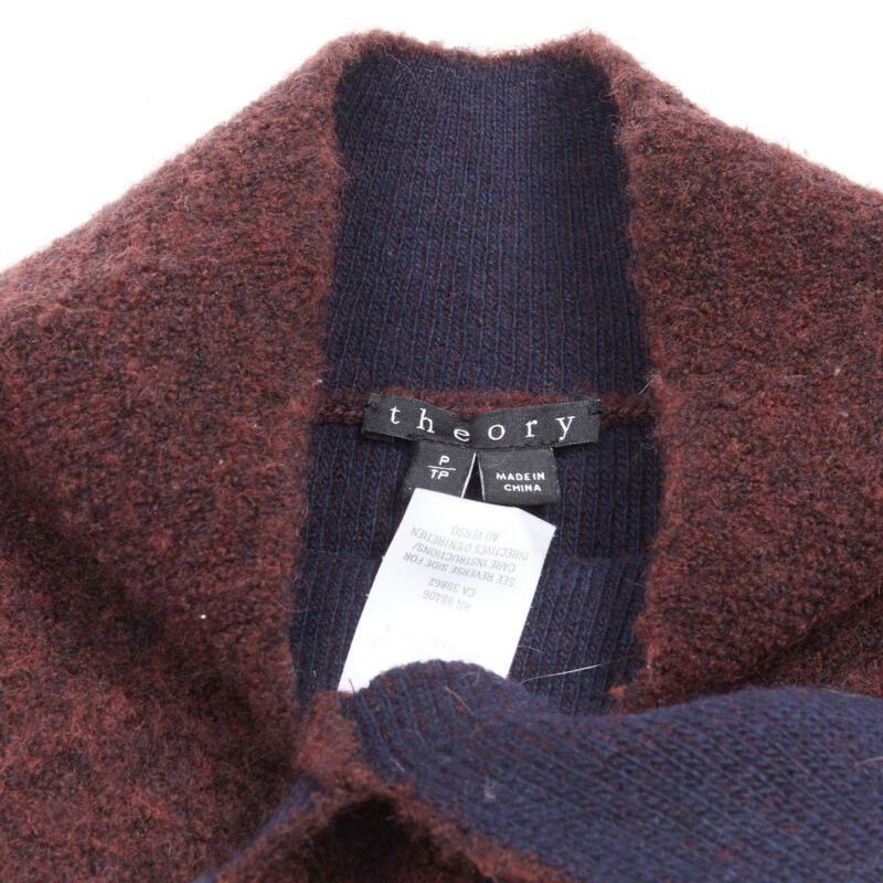 Theory THEORY dark red wool blend fuzzy stand collar step hem sweater XS Size XS / US 0-2 / IT 36-38 - 8 Thumbnail