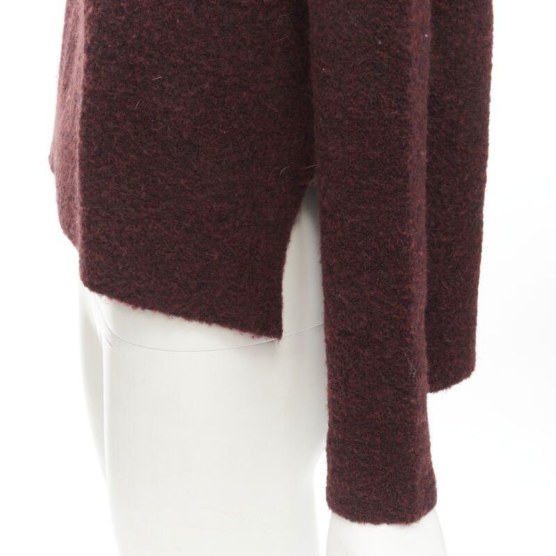 Theory THEORY dark red wool blend fuzzy stand collar step hem sweater XS Size XS / US 0-2 / IT 36-38 - 7 Thumbnail