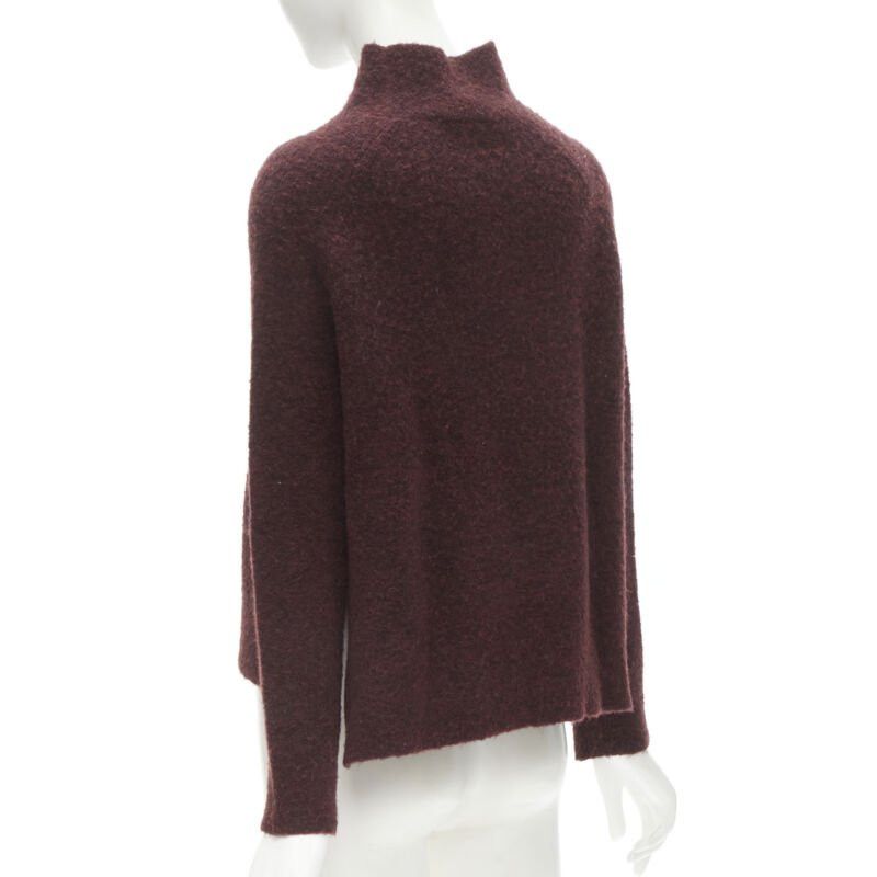 Theory THEORY dark red wool blend fuzzy stand collar step hem sweater XS Size XS / US 0-2 / IT 36-38 - 6 Thumbnail