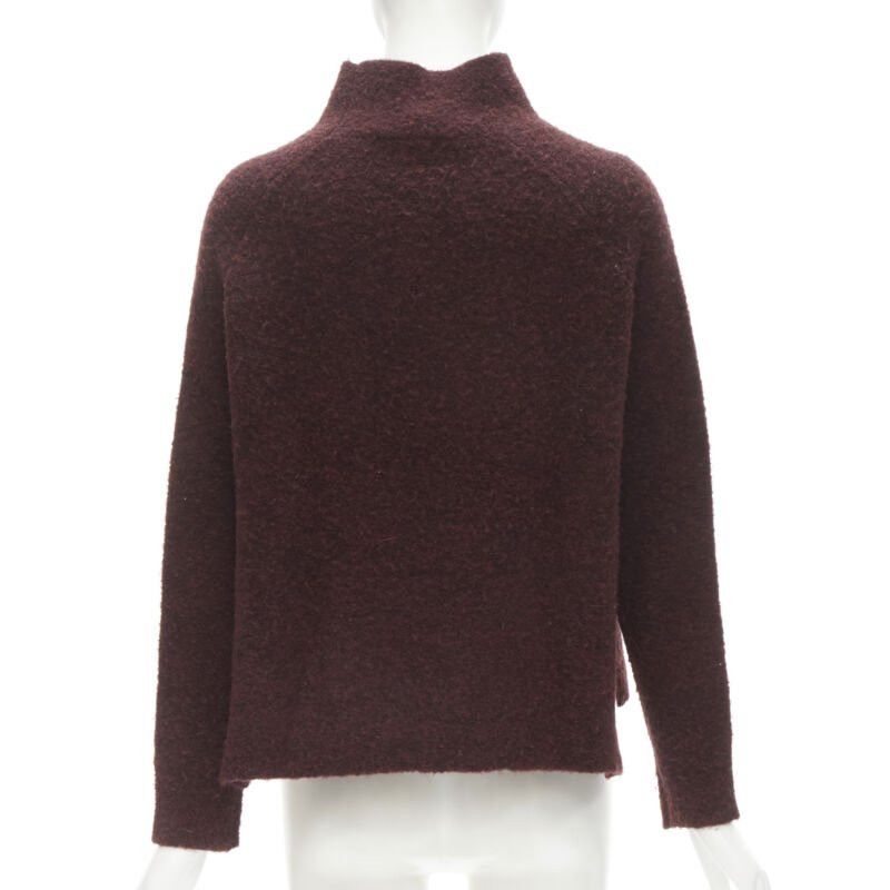 Theory THEORY dark red wool blend fuzzy stand collar step hem sweater XS Size XS / US 0-2 / IT 36-38 - 5 Thumbnail