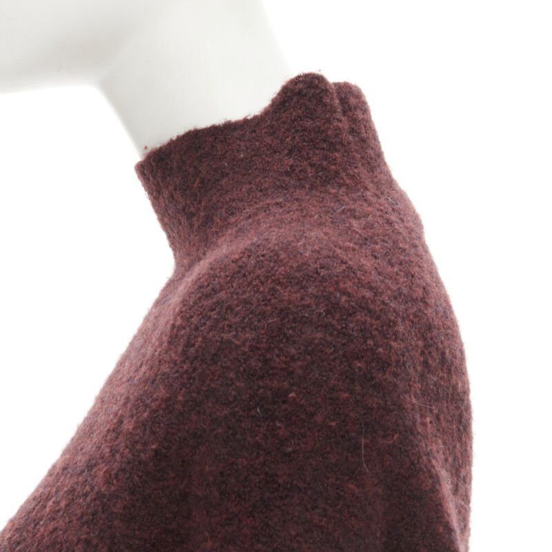 Theory THEORY dark red wool blend fuzzy stand collar step hem sweater XS Size XS / US 0-2 / IT 36-38 - 2 Thumbnail