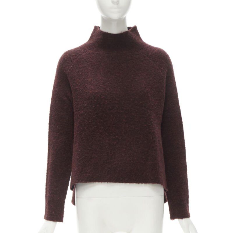 Theory THEORY dark red wool blend fuzzy stand collar step hem sweater XS Size XS / US 0-2 / IT 36-38 - 3 Thumbnail