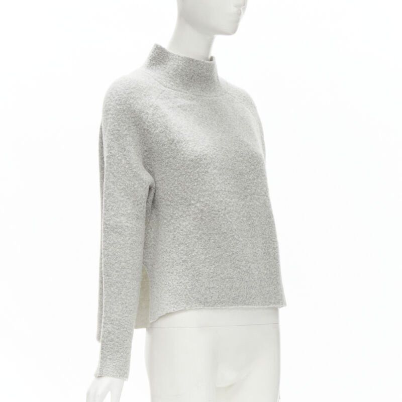 Theory THEORY grey wool blend fuzzy stand collar step hem sweater XS Size XS / US 0-2 / IT 36-38 - 3 Thumbnail
