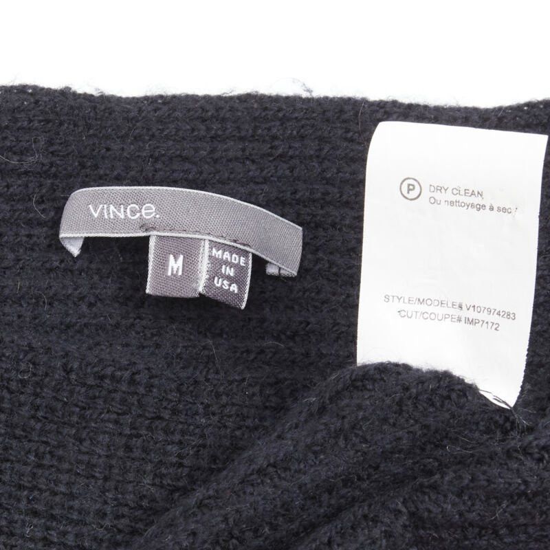 Vince VINCE black merino wool blend boat wide boat neck high low sweater M Size M / US 6-8 / IT 42-44 - 8 Thumbnail