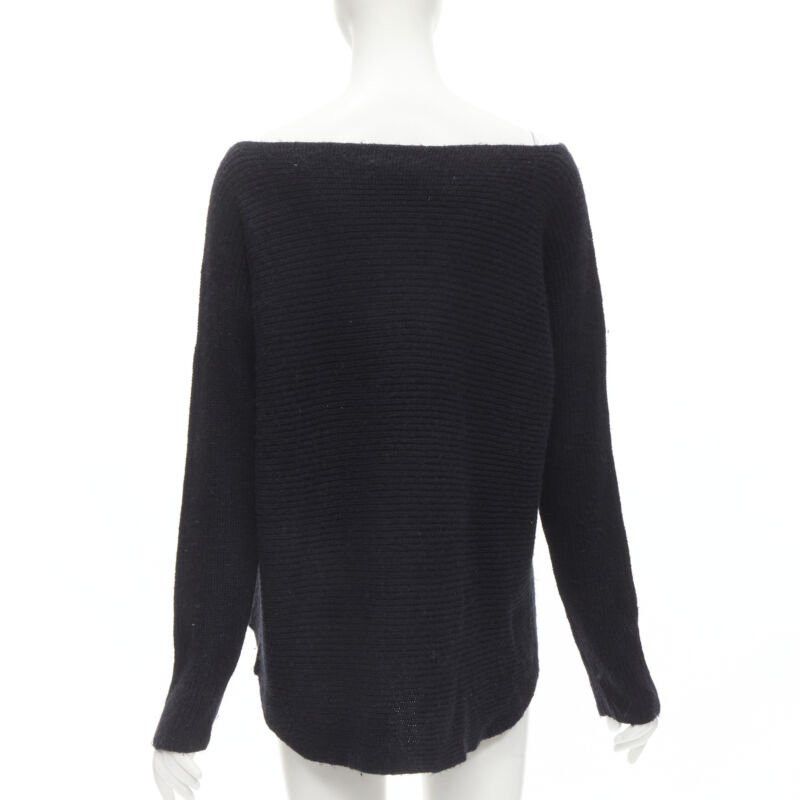 Vince VINCE black merino wool blend boat wide boat neck high low sweater M Size M / US 6-8 / IT 42-44 - 5 Thumbnail