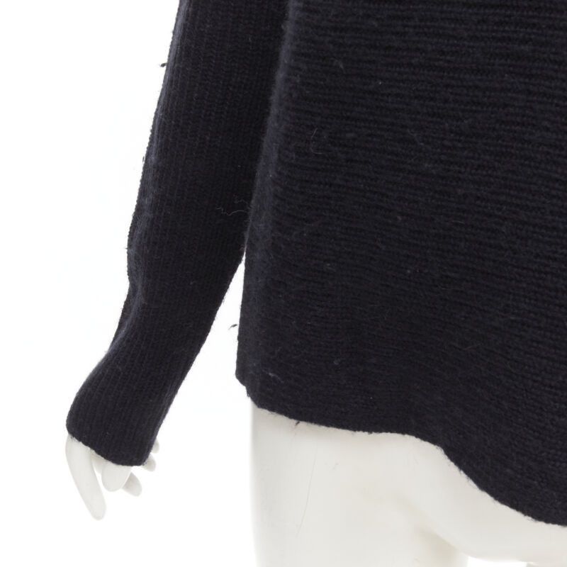 Vince VINCE black merino wool blend boat wide boat neck high low sweater M Size M / US 6-8 / IT 42-44 - 2 Thumbnail