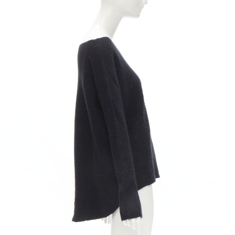 Vince VINCE black merino wool blend boat wide boat neck high low sweater M Size M / US 6-8 / IT 42-44 - 4 Thumbnail