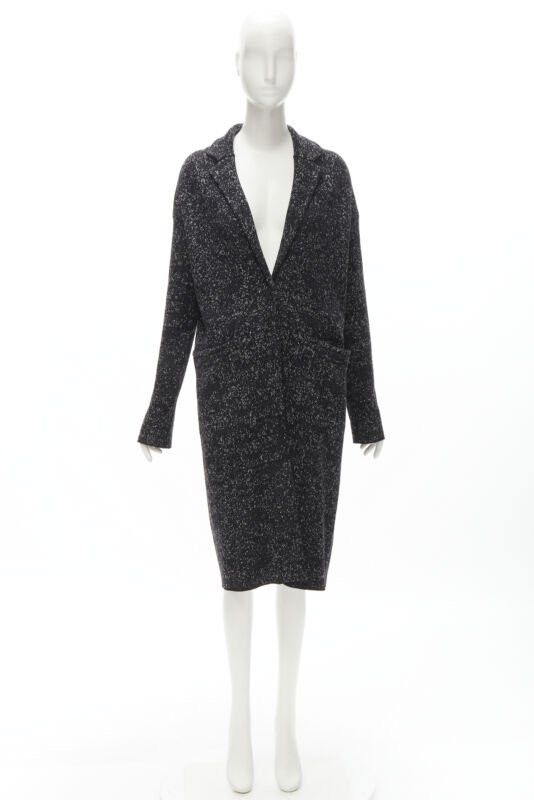 Theory THEORY black grey speckle wool blend knitted robe coat S Size S / US 4 / IT 40 - 9 Thumbnail