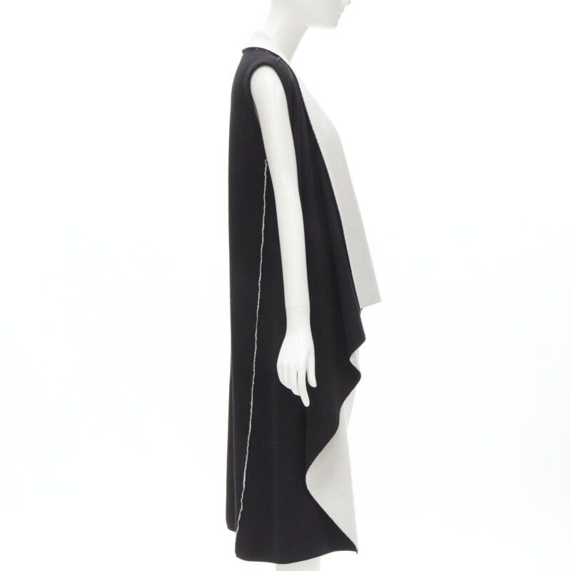 Alice + Olivia ALICE OLIVIA 100% wool black grey waterfall draped collar long vest XS Size XS / US 0-2 / IT 36-38 - 3 Thumbnail
