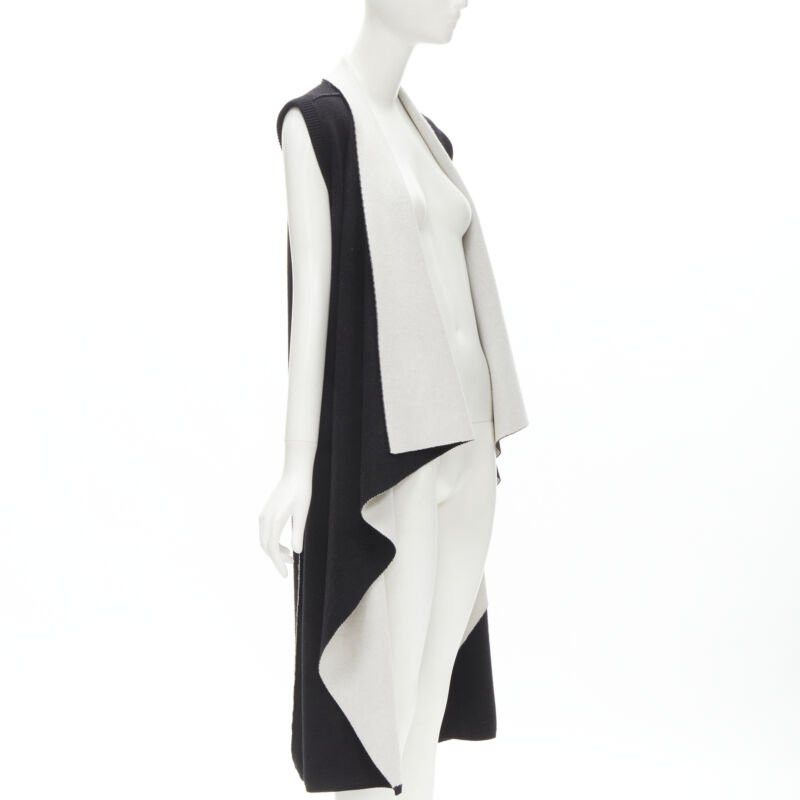 Alice + Olivia ALICE OLIVIA 100% wool black grey waterfall draped collar long vest XS Size XS / US 0-2 / IT 36-38 - 2 Thumbnail