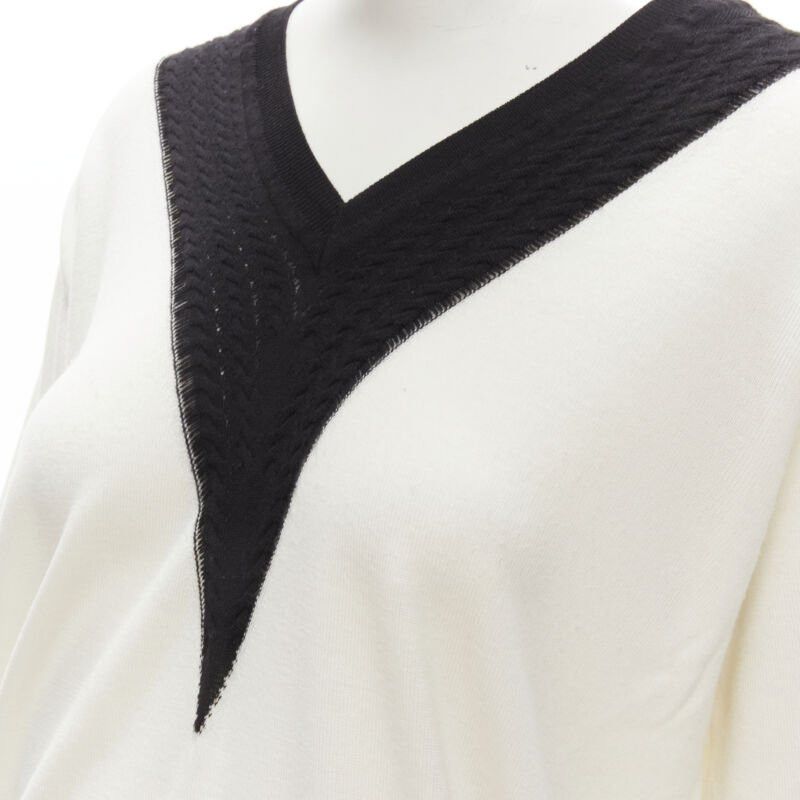 Chanel CHANEL 100% wool ivory white black intarsia chain schoolgirl sweater FR38 M Size M / US 6-8 / IT 42-44 - 7 Thumbnail