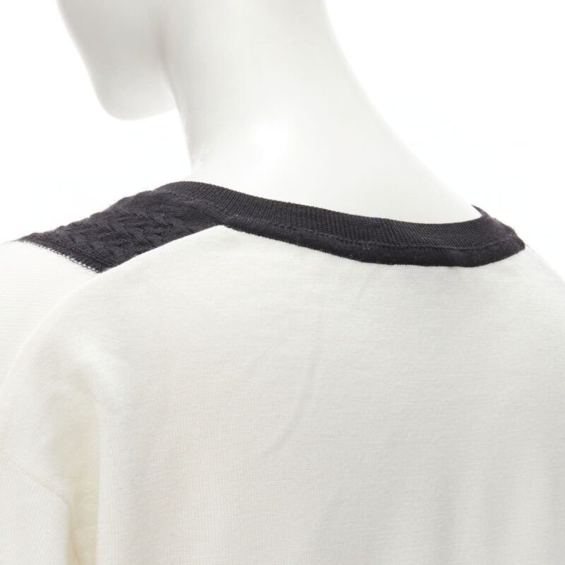 Chanel CHANEL 100% wool ivory white black intarsia chain schoolgirl sweater FR38 M Size M / US 6-8 / IT 42-44 - 8 Thumbnail