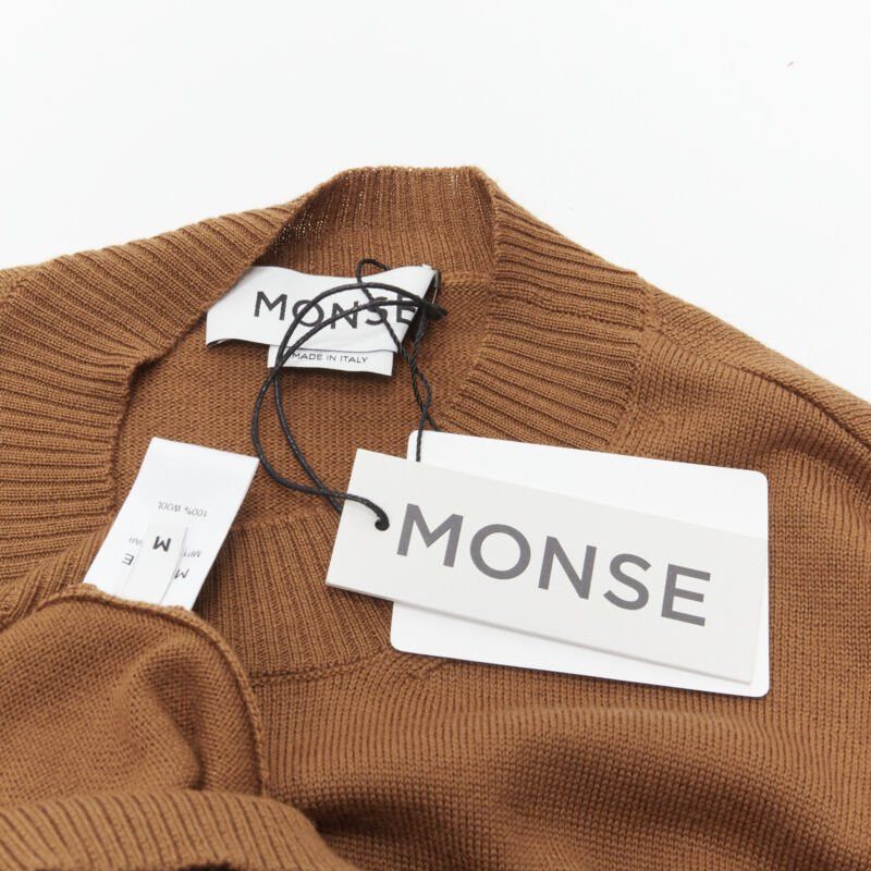 MONSE MONSE brown 100% wool XL safety pin draped hem sweater M Size M / US 6-8 / IT 42-44 - 9 Thumbnail