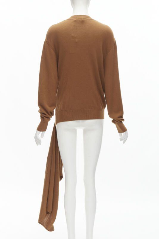 MONSE MONSE brown 100% wool XL safety pin draped hem sweater M Size M / US 6-8 / IT 42-44 - 5 Thumbnail
