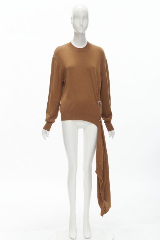 MONSE MONSE brown 100% wool XL safety pin draped hem sweater M Size M / US 6-8 / IT 42-44 - 10 Thumbnail