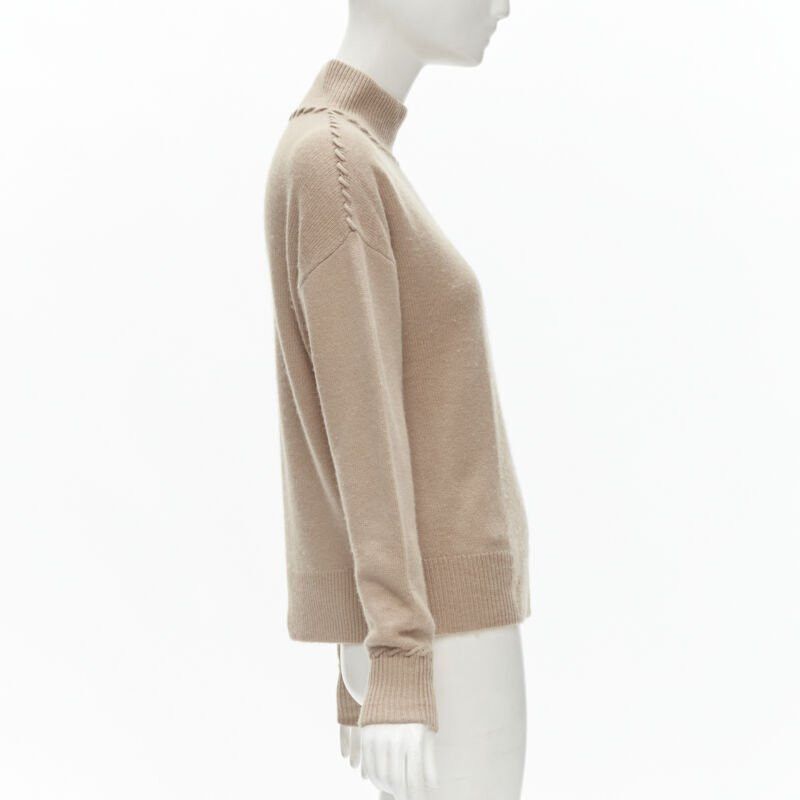 Theory THEORY 100% cashmere light brown whipstitch detail dropped shoulder turtleneck S Size S / US 4 / IT 40 - 4 Thumbnail