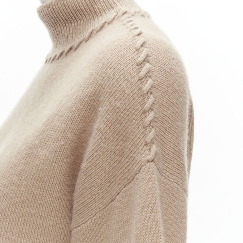 Theory THEORY 100% cashmere light brown whipstitch detail dropped shoulder turtleneck S Size S / US 4 / IT 40 - 2 Thumbnail