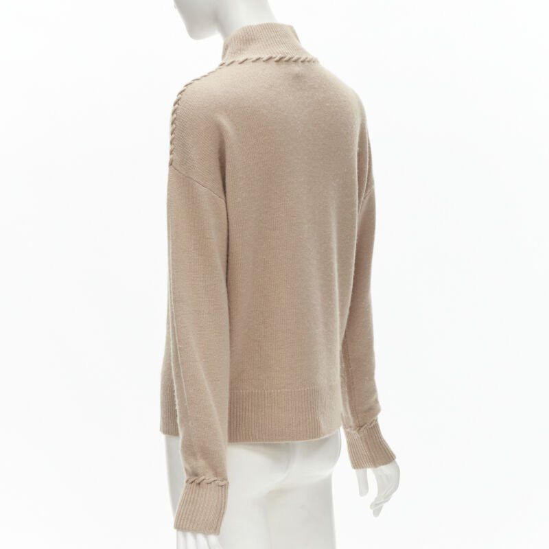 Theory THEORY 100% cashmere light brown whipstitch detail dropped shoulder turtleneck S Size S / US 4 / IT 40 - 6 Thumbnail