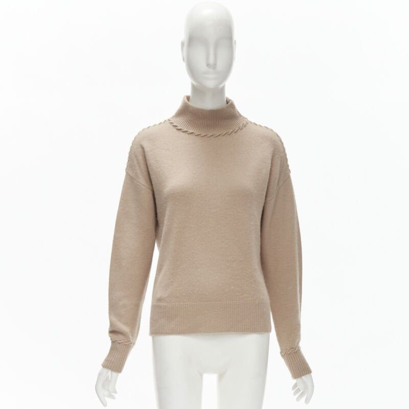 Theory THEORY 100% cashmere light brown whipstitch detail dropped shoulder turtleneck S Size S / US 4 / IT 40 - 10 Thumbnail