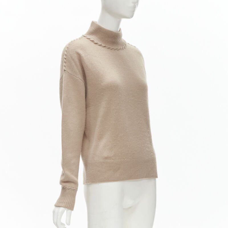 Theory THEORY 100% cashmere light brown whipstitch detail dropped shoulder turtleneck S Size S / US 4 / IT 40 - 3 Thumbnail