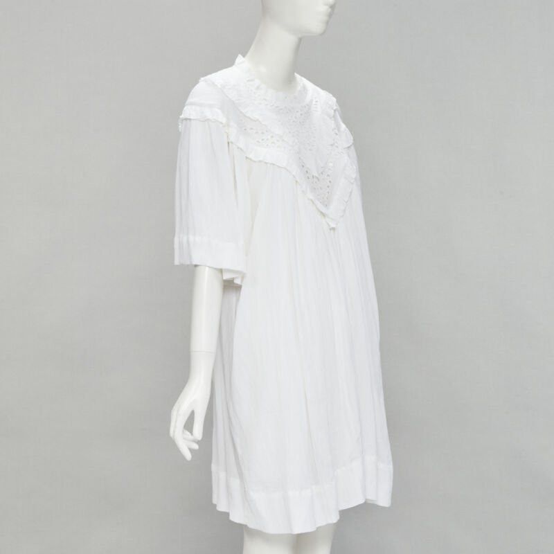 Isabel Marant ISABEL MARANT ETOILE white viscose eyelet ruffle collar boho dress FR40 M Size M / US 6-8 / IT 42-44 - 3 Thumbnail