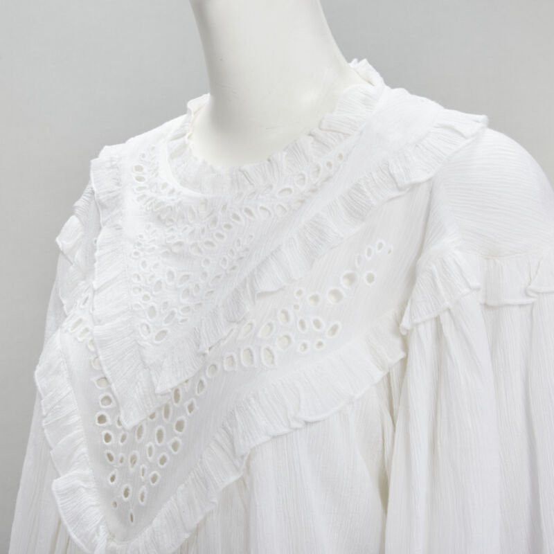 Isabel Marant ISABEL MARANT ETOILE white viscose eyelet ruffle collar boho dress FR40 M Size M / US 6-8 / IT 42-44 - 2 Thumbnail