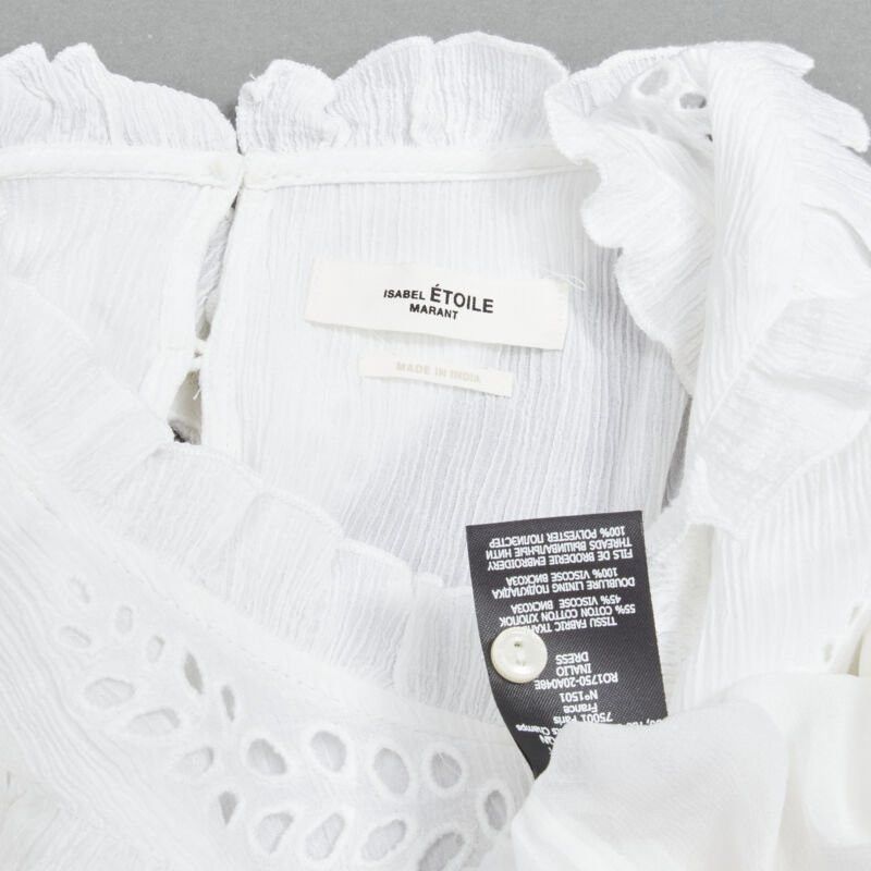 Isabel Marant ISABEL MARANT ETOILE white viscose eyelet ruffle collar boho dress FR40 M Size M / US 6-8 / IT 42-44 - 9 Thumbnail