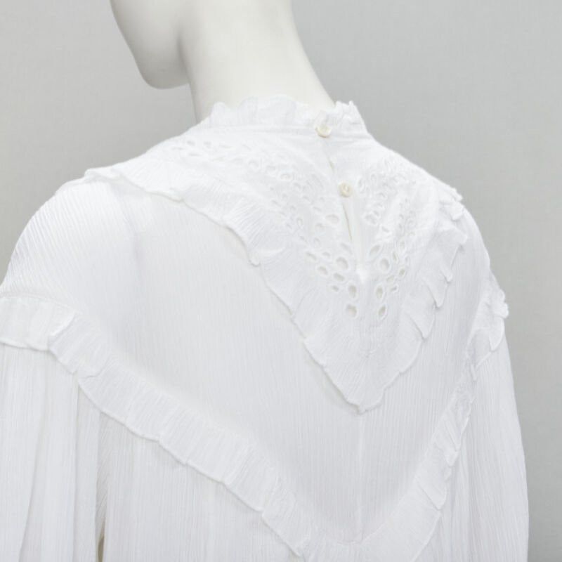 Isabel Marant ISABEL MARANT ETOILE white viscose eyelet ruffle collar boho dress FR40 M Size M / US 6-8 / IT 42-44 - 8 Thumbnail