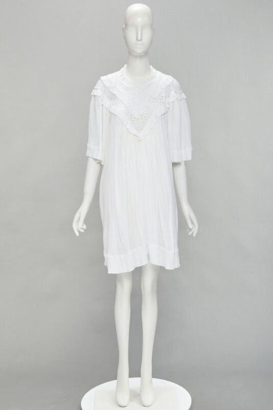 Isabel Marant ISABEL MARANT ETOILE white viscose eyelet ruffle collar boho dress FR40 M Size M / US 6-8 / IT 42-44 - 10 Thumbnail