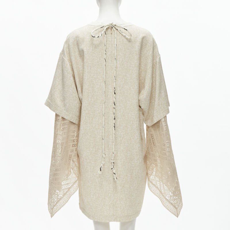 Chloe new CHLOE 2019 Sandy Khaki speckle bohemian crochet sleeves layered dress FR40 M Size M / US 6-8 / IT 42-44 - 5 Thumbnail