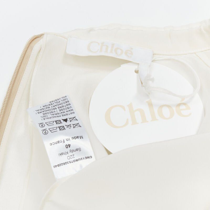 Chloe new CHLOE 2019 Sandy Khaki speckle bohemian crochet sleeves layered dress FR40 M Size M / US 6-8 / IT 42-44 - 10 Thumbnail