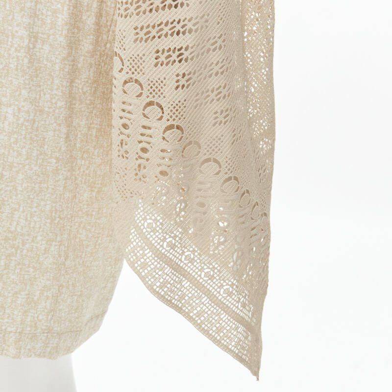 Chloe new CHLOE 2019 Sandy Khaki speckle bohemian crochet sleeves layered dress FR40 M Size M / US 6-8 / IT 42-44 - 9 Thumbnail