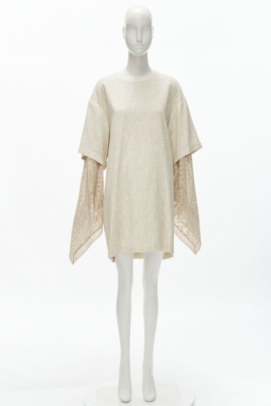 Chloe new CHLOE 2019 Sandy Khaki speckle bohemian crochet sleeves layered dress FR40 M Size M / US 6-8 / IT 42-44 - 11 Thumbnail