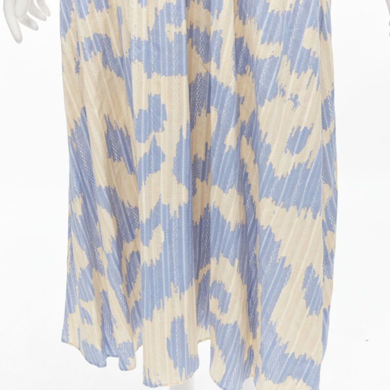 Diane von Furstenberg DIANE VON FURSTENBERG beige blue print lattice embroidery puff sleeve dress US8 Size M / US 6-8 / IT 42-44 - 8 Thumbnail