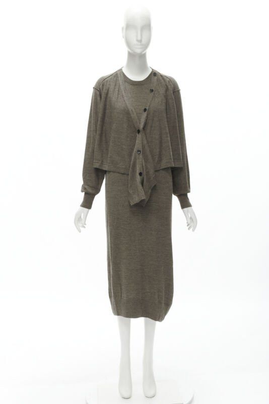 Lemaire LEMAIRE brown merino wool blend tie front cardigan sweater dress XS Size XS / US 0-2 / IT 36-38 - 10 Thumbnail