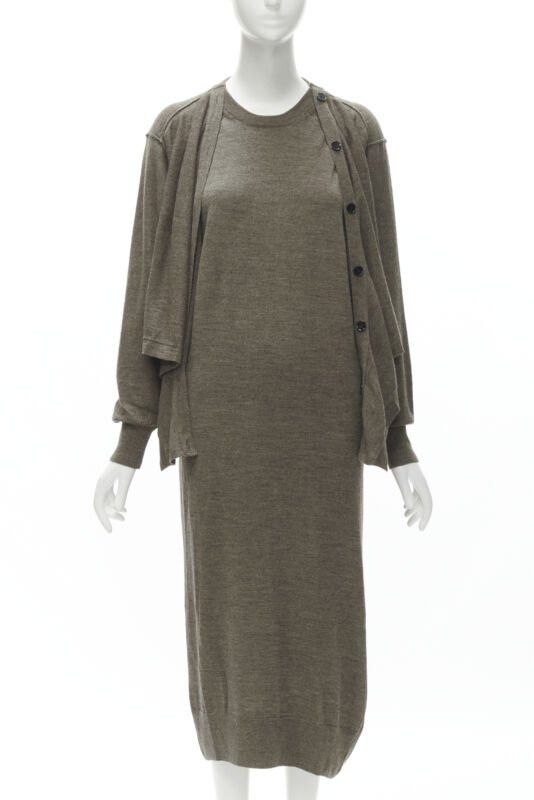 Lemaire LEMAIRE brown merino wool blend tie front cardigan sweater dress XS Size XS / US 0-2 / IT 36-38 - 3 Thumbnail