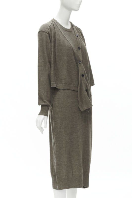 Lemaire LEMAIRE brown merino wool blend tie front cardigan sweater dress XS Size XS / US 0-2 / IT 36-38 - 4 Thumbnail