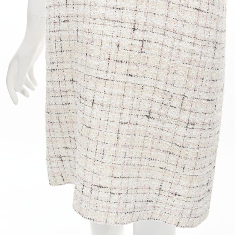 Chanel CHANEL light pink beige black check tweed short sleeve sheath dress FR38 M Size M / US 6-8 / IT 42-44 - 8 Thumbnail