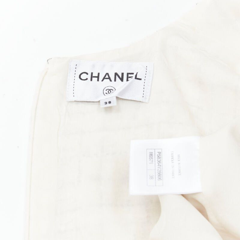Chanel CHANEL light pink beige black check tweed short sleeve sheath dress FR38 M Size M / US 6-8 / IT 42-44 - 9 Thumbnail